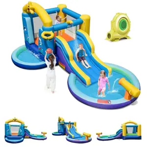 GOPLUS Château Gonflable avec Souffleur,Toboggan et Trampoline, Aire d...Vendu parcdiscount