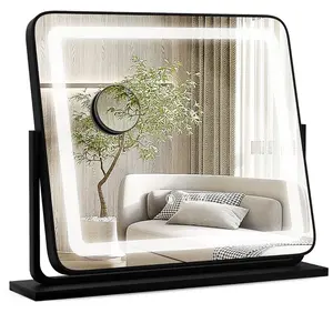 Miroir de Maquillage LED Lumineux Tactile - COSTWAY - Rotation 360° - ... pas cher