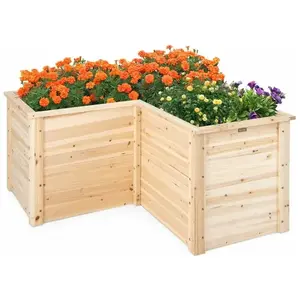 COSTWAY Carré Potager Jardinière en Bois de Sapin, 120x120x63 CM, Bac ... pas cher