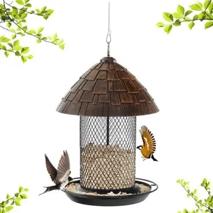 Costway Mangeoire À Oiseaux Suspendue Sauvages D'extérieur Avec Dôme En Résine Résistant Aux Intempéries Et Trous De DrainageVendu parcdiscount