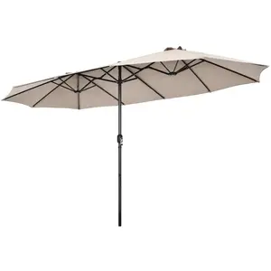 Parasol Double de Jardin XXL avec 36 Lumières LED - COSTWAY - Beige - ... pas cher