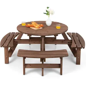 Comparateur de prix : Ensemble de Table et 4 Bancs de Jardin - COSTWAY - 8 Personnes - Sapin...