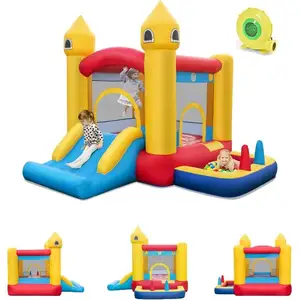 GOPLUS Château Gonflable avec Souffleur 4-en-1,Aire de Jeux Gonflable ...Vendu parcdiscount