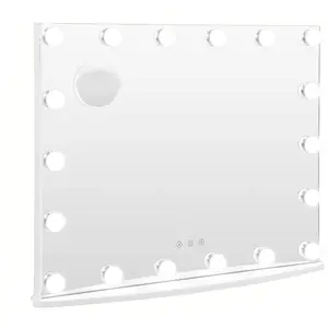 GOPLUS Miroir de coiffeuse 3 modes d'éclairage verre blanche 65x14x52,5cm pas cher