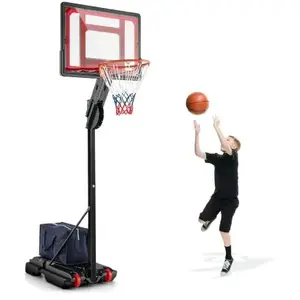 GOPLUS Panier de Basket Extérieur sur Pied, Hauteur Réglable 1,05-2,6 ... pas cher