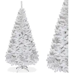 RELAX4LIFE Sapin de Noël Blanc H180cm, Arbre de Noël avec Socle en Mét... pas cher
