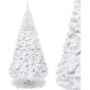 RELAX4LIFE Sapin de Noël Blanc Hauteur 210 cm, Arbre de Noël avec Socl... pas cher
