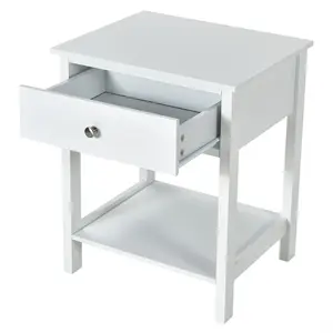 Costway Lot De 2 Table De Chevet À 2 Niveaux Style Moderne Simple 48 X 40 X 58 Cm Blanc pas cher
