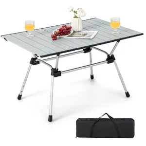COSTWAY Table de Camping Pliante en Aluminium pour 4-6 Personnes Charg...