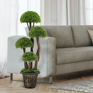 COSTWAY Plante Artificielle, Le Cyprès de 90 CM avec 4 Boules, Pot Inc...