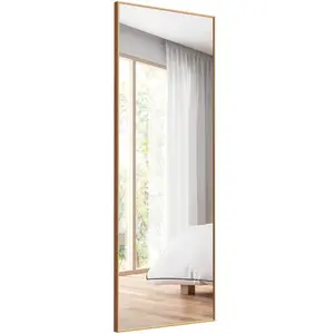 COSTWAY Miroir Mural avec cadre aluminium 150x4x56cm, HD Miroir en ver... pas cher