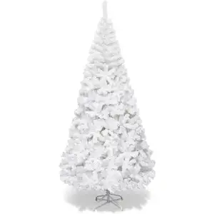 RELAX4LIFE Sapin de Noël Blanc 240cm, Arbre de Noël avec Socle en Méta... pas cher