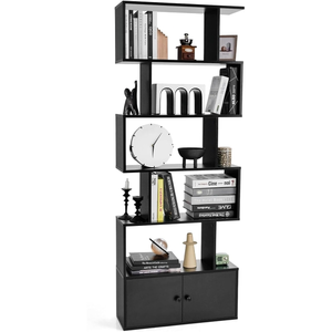 Comparateur de prix : COSTWAY Bibliothèque à 6 Niveaux avec 2 Portes-70 x 23 x 183 CM-Étagèr...