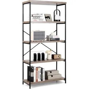 Comparateur de prix : COSTWAY Bibliothèque Étagère à 5 Niveaux Meuble de Rangement Industrie...