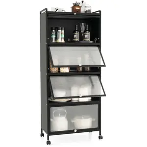 Comparateur de prix : COSTWAY Etagère Cuisine 5 Niveaux, Armoire de Cuisine, 60 x 32 x 154 cm, Noir