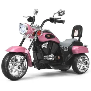 Comparateur de prix : Costway Moto Électrique 6v Pour Enfants Scooter Avec 3 Roues Effet Sonore Et Lumineux, 3km/H Max, 3 Ans+ Style De Chopper Rose Clair