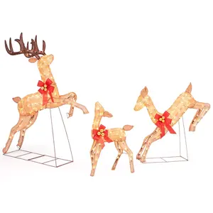 COSTWAY Décoration de Noël 255 Lumières avec 12 Piquets et 24 Serre-câbles pas cher