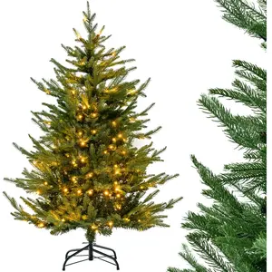 COSTWAY Arbre de Noël Lumineux avec 8 Modes d'Eclairage, Base en Fer (137cm) pas cher