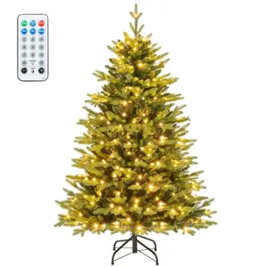 COSTWAY Sapin de Noël 150 cm Pré-éclairé 250 Lumières LED Multicolores... pas cher