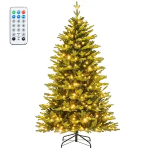 COSTWAY Sapin de Noël 180 cm Pré-éclairé 350 Lumières LED Multicolores...
