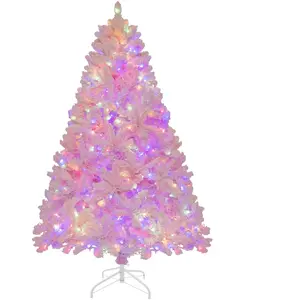 COSTWAY Sapin de Noël Artificiel Floqué 185 cm 350 Lumières LED de 4 C... pas cher