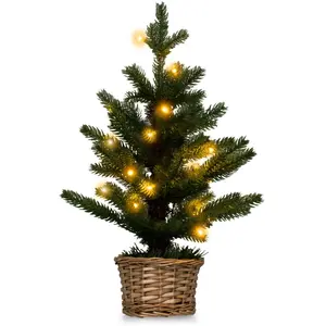 COSTWAY Mini Sapin de Noël Pré-éclairé avec 96 Branches, 20 Lumières LED pour Décoration pas cher