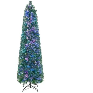 Costway - Sapin de Noël, Arbre de Noël Lumineux à Fibre Optique avec B...