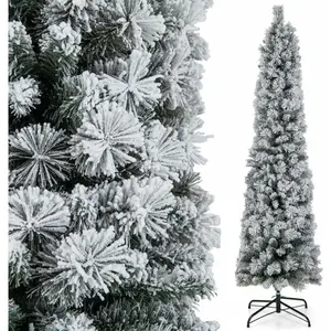 COSTWAY Sapin de Noël Artificiel Pré-éclairé 180 cm, 373 Pointes de Branches pas cher