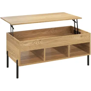 COSTWAY Table Basse Plateau Relevable avec 3 Compartiments et Rangemen... pas cher
