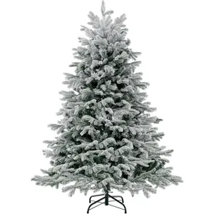 RELAX4LIFE Sapin de Noël 140cm, Arbre de Noel Slim Enneigées avec LED,... pas cher