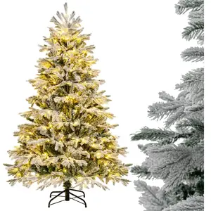 Arbre de Noël artificiel COSTWAY CM24322DE, avec neige et lumières, sa... pas cher