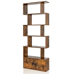 Comparateur de prix : COSTWAY Bibliothèque à 6 Niveaux avec 2 Portes-70 x 23 x 183 CM-Étagèr...