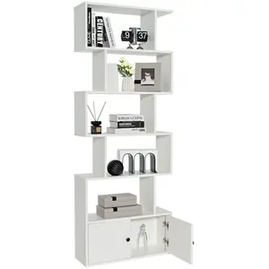 Comparateur de prix : COSTWAY Bibliothèque à 6 Niveaux avec 2 Portes-70 x 23 x 183 CM-Étagèr...