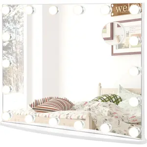 COSTWAY Miroir LED de Maquillage Hollywood Grossissement 3X Contrôle Tactile Éclairage Rglables Murale ou sur Table 18 pas cher