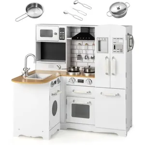 DREAMADE Cuisine d Angle Enfants Jeu d'Imitation avec Four Cuisinière ... pas cher