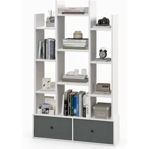Comparateur de prix : COSTWAY Bibliothèque à 12 Niveaux avec 2 Tiroir Amovible, 81x24x132cm, Blanc
