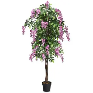 GOPLUS 180 cm Plante Artificielle en Pot, Art Faux Bonsaï Décoration e... pas cher