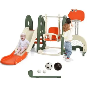 GOPLUS Toboggan et Balançoire 6 en 1 pour Enfants 18 Mois+,avec Panier...Vendu parcdiscount