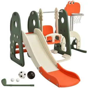 Comparateur de prix : COSTWAY Ensemble Toboggan Balançoire 6 en 1: Basket-ball, Football, Es...
