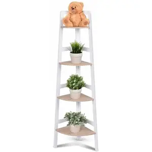 COSTWAY Etagère d'angle/Meuble d'angle en mdf avec 4 Etagères Bibliothèque/Eta... pas cher