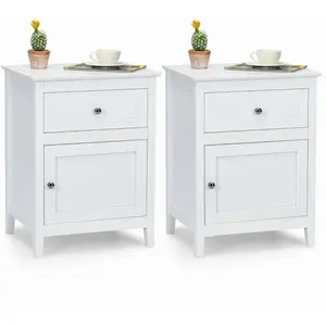 CostwayLot de 2 Tables de Chevet avec Tiroir et Grand Placard 48 x 38 ... pas cher