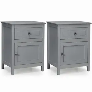 COSTWAY Lot de 2 Table de Chevet avec Tiroir et Grand Placard 48 x 38 ... pas cher