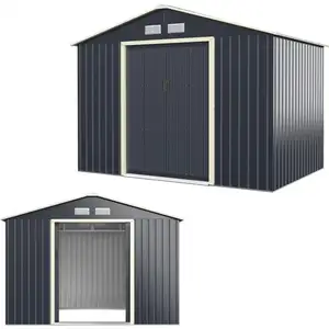 RELAX4LIFE Abri de Jardin 5,29 avec Portes Coulissantes & Fenêtres, Ca... pas cher