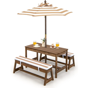 Comparateur de prix : Costway table de pique-nique pour enfants avec parasol réglable, salon...