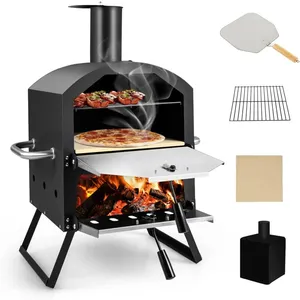 Comparateur de prix : COSTWAY Four à Pizza Extérieur à 2 Couches Etagère du Milieu Amovible ...