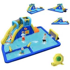 Costway - 6 en 1 Château Gonflable Aquatique avec Piscine et Toboggan,...Vendu parcostway