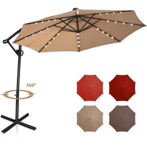 Comparateur de prix : COSTWAY Parasol Déporté 3M avec 24 Lumières LED Solaires Rotatif 360°B...
