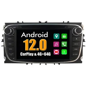 Non communiqué Autoradio CarPlay Multimédia RoverOne Android 4Go RAM 64Go ROM GPS pour Ford Focus 2 Mondeo Kuga Smax Cmax MK2 / Noir