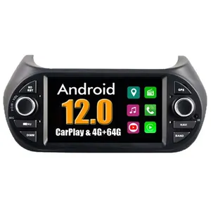 Non communiqué Autoradio CarPlay Multimédia RoverOne Android 4Go RAM 64Go ROM GPS pour Fiat Fiorino Qubo Citroen Nemo Peugeot Bipper 2008-2015