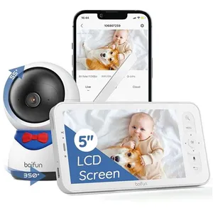BOIFUN 1080P 5 Babyphone Caméra, PTZ 355°Camera Bebe Surveillance des ...Vendu parcdiscount